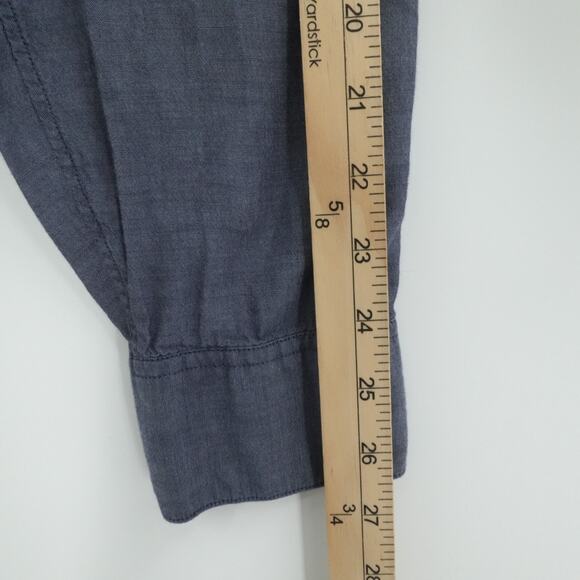 John Varvatos Shirt Mens XXL Blue Long Sleeve Roll Tab Pocket Lightweight Preppy - Picture 6 of 12